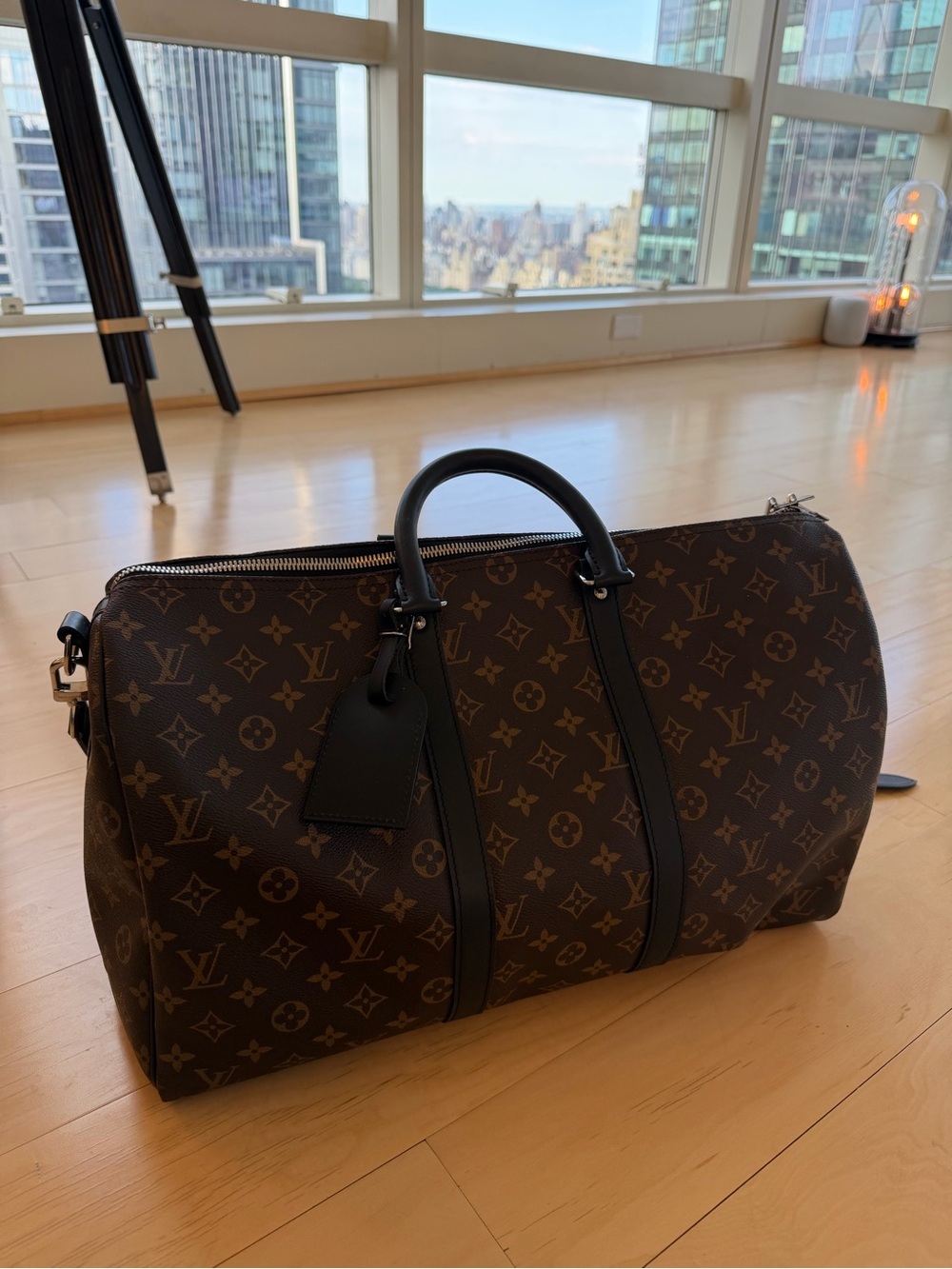 Louis Vuitton Monogram macassar canvas Keepall Duffel in Brown with Black 45 - Picture 8 of 9